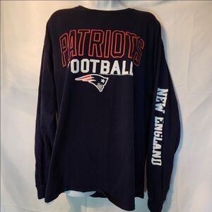 Junk Food Clothing Blue and Red Long Sleeve Patriots Tee